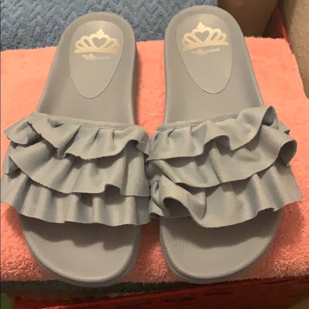 Fergalicious baby blue ruffle Sandals.